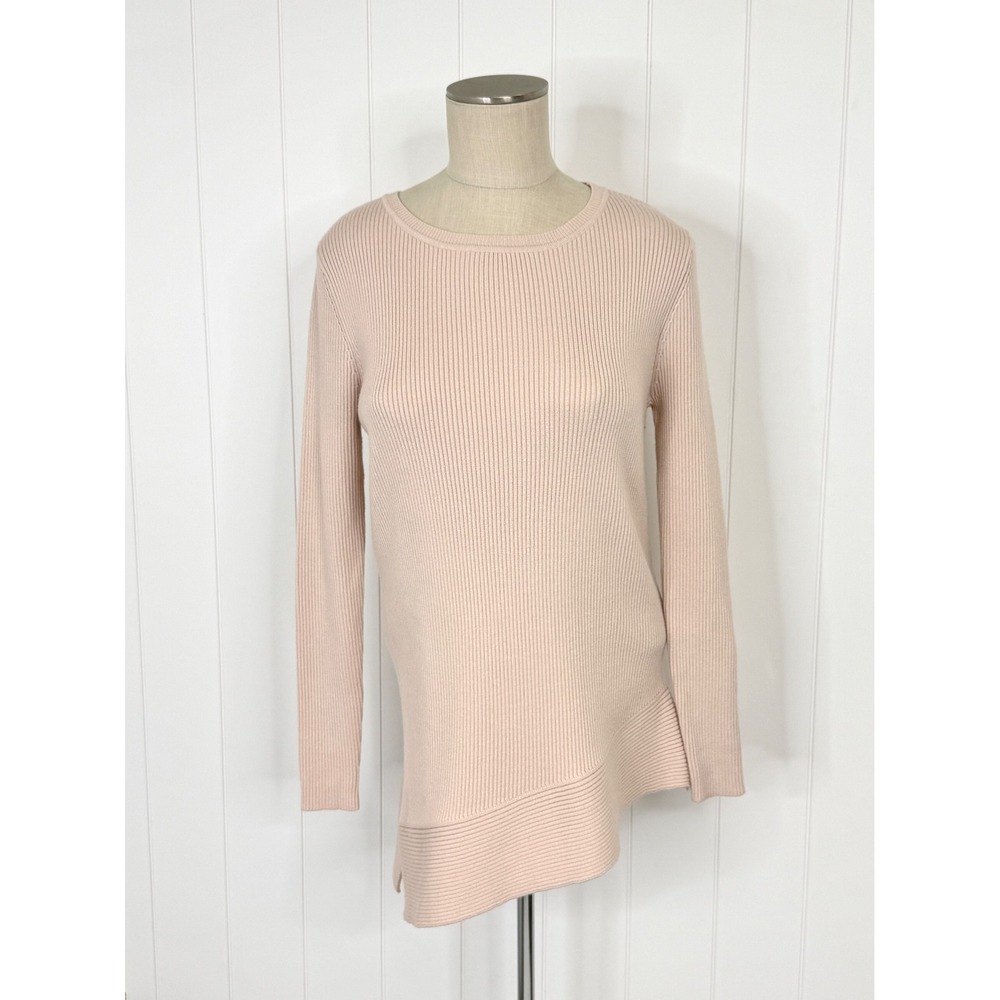 Stitches & Stripes Beige Asymmetrical Ribbed Knit Sweater Women Size Small NWOT